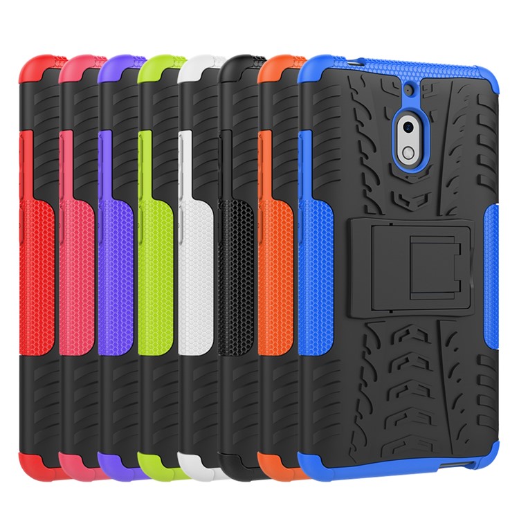 Anti-slip PC + TPU Hybrid Case with Kickstand for Nokia 2.1 - Black-9