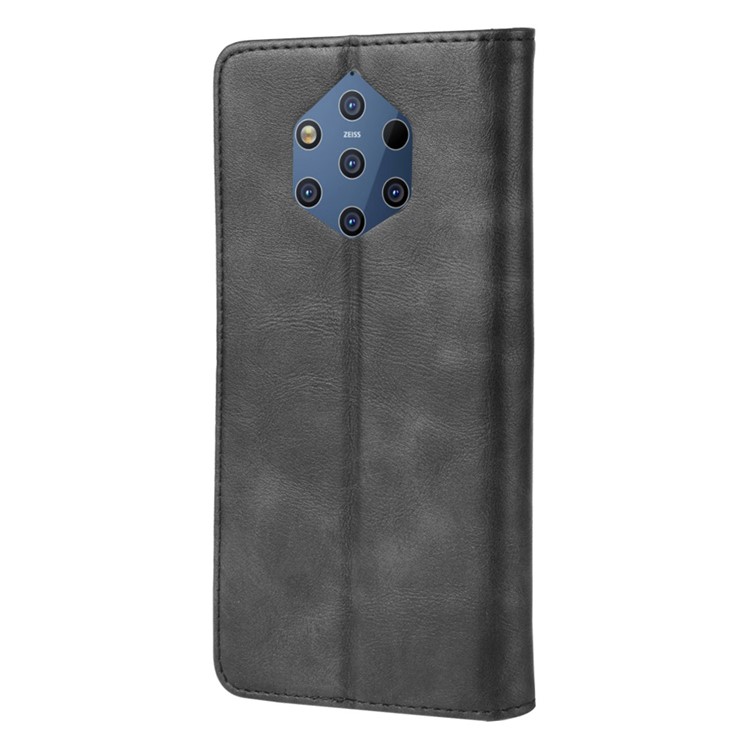 Vintage Style PU Leather Wallet Phone Case for Nokia 9 PureView - Black-5