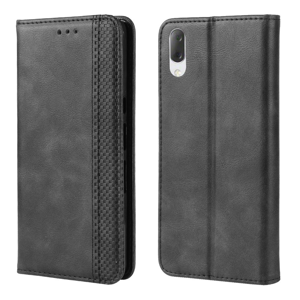 Vintage Style PU Leather Wallet Phone Case for Sony Xperia L3 - Black-1