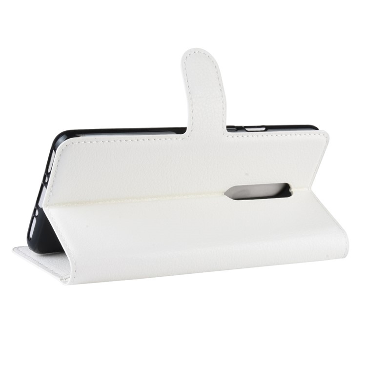 Funda De Cuero Para Móvil Con Soporte De Billetera De Textura Litchi Para Oneplus 7 - Blanco-5