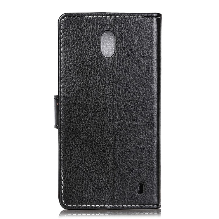 Litchi Grain PU Leather Protective Case with Wallet Stand for Nokia 1 Plus - Black-2