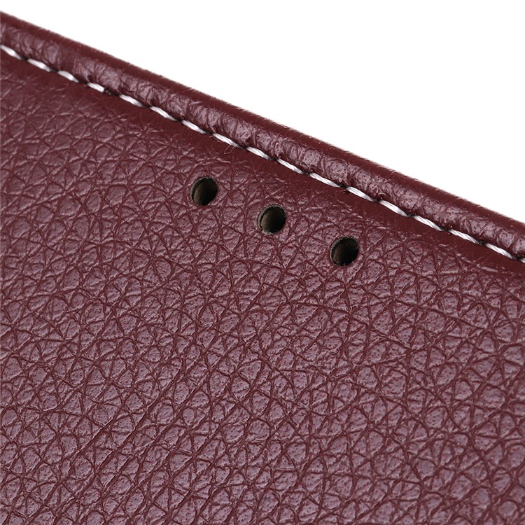 Litchi Grain PU Leather Protective Case with Wallet Stand for Nokia 1 Plus - Brown-3