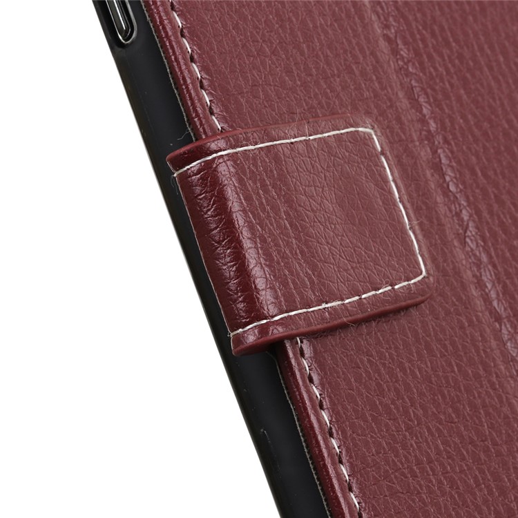 Litchi Grain PU Leather Protective Case with Wallet Stand for Nokia 1 Plus - Brown-4