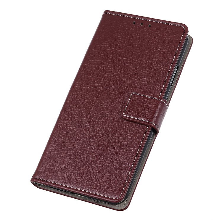 Litchi Grain PU Leather Protective Case with Wallet Stand for Nokia 1 Plus - Brown-5