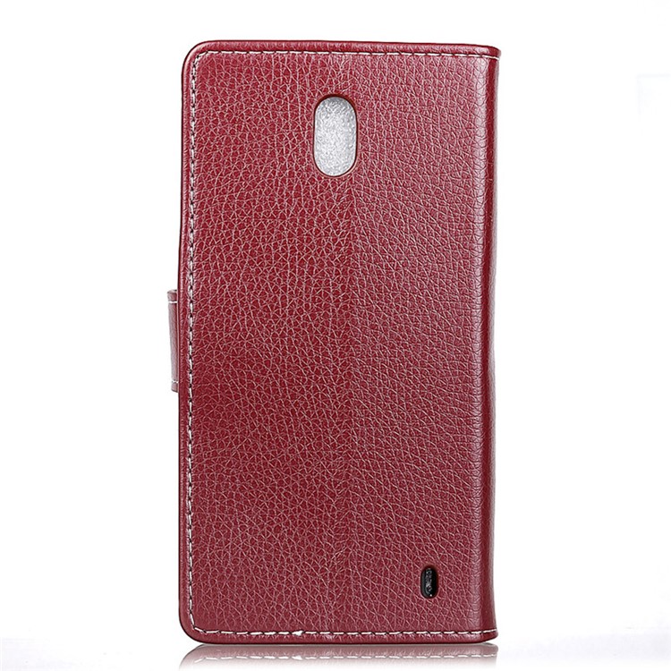 Litchi Grain PU Leather Protective Case with Wallet Stand for Nokia 1 Plus - Brown-8