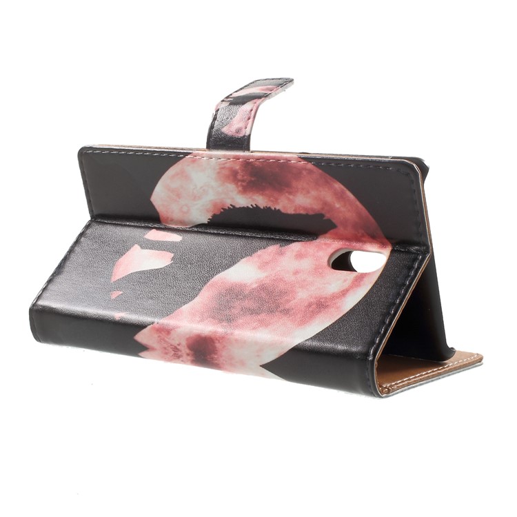 Pattern Printing Wallet Leather Stand Case for Nokia 3 - Wolf Howling at the Moon-4