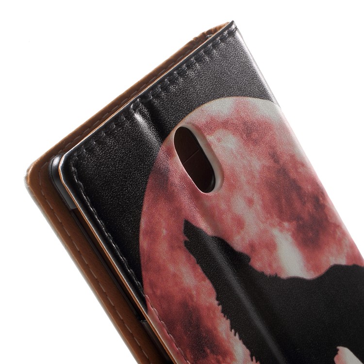 Pattern Printing Wallet Leather Stand Case for Nokia 3 - Wolf Howling at the Moon-8