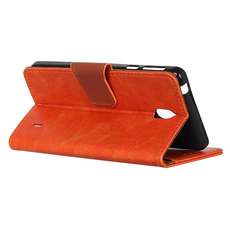 Nappa Textured Split Leather Wallet Magnetic Case for Nokia 1 Plus - Orange-11