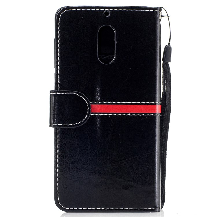 For Nokia 6 Graceful Series Foldable Leather Wallet Phone Casing - Black-2