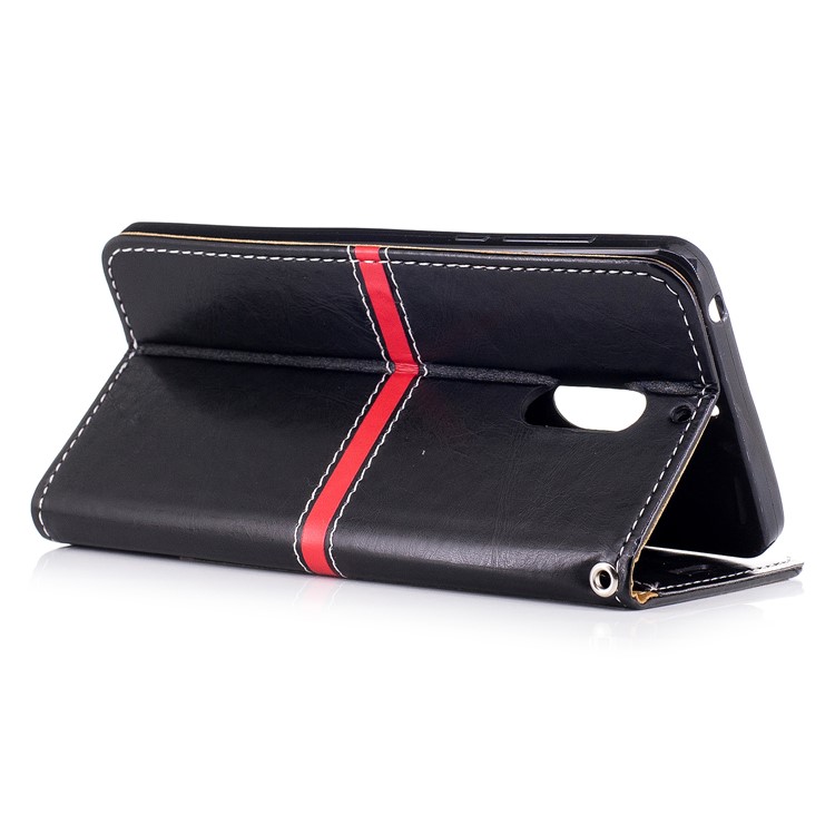For Nokia 6 Graceful Series Foldable Leather Wallet Phone Casing - Black-3