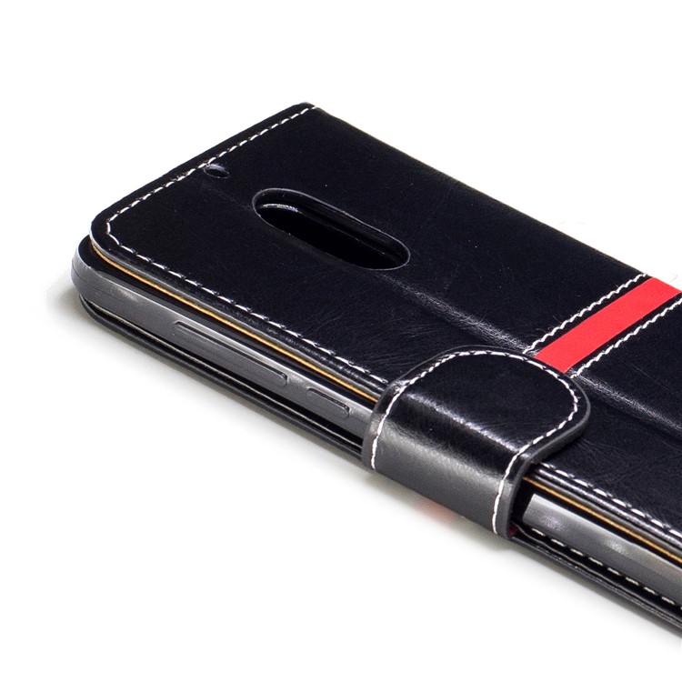 For Nokia 6 Graceful Series Foldable Leather Wallet Phone Casing - Black-6