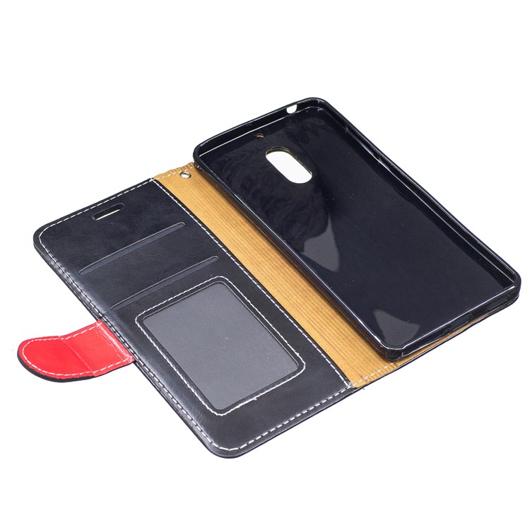 For Nokia 6 Graceful Series Foldable Leather Wallet Phone Casing - Black-7