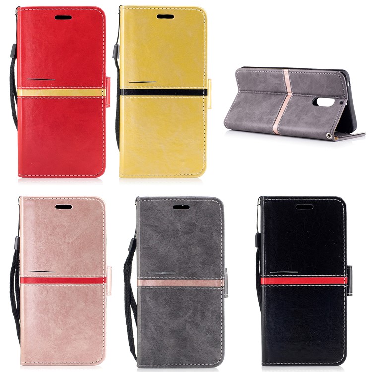 For Nokia 6 Graceful Series Foldable Leather Wallet Phone Casing - Black-9