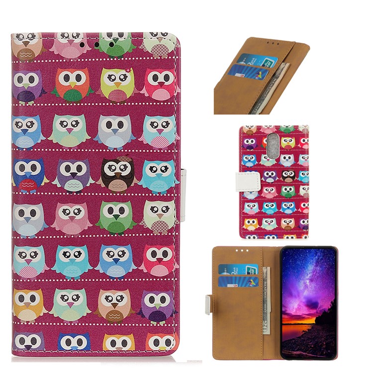 Pattern Printing TPU + PU Leather Phone Cover for Nokia 3.2 - Owls-1