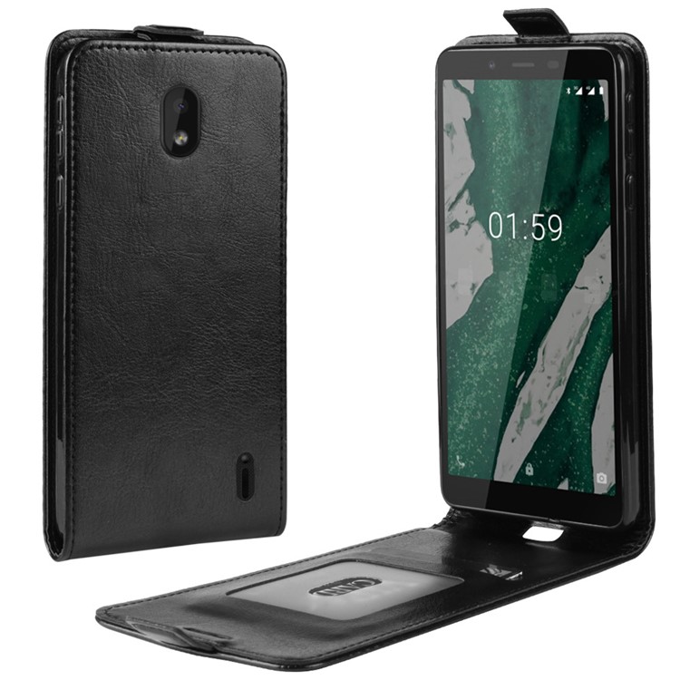 Crazy Horse Vertical Flip Leather Protective Case for Nokia 1 Plus - Black-1