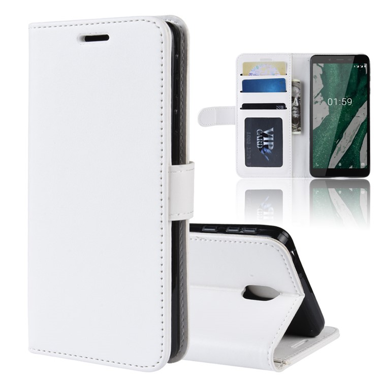 Crazy Horse PU Leather Stand Wallet Flip Case for Nokia 1 Plus - White-1