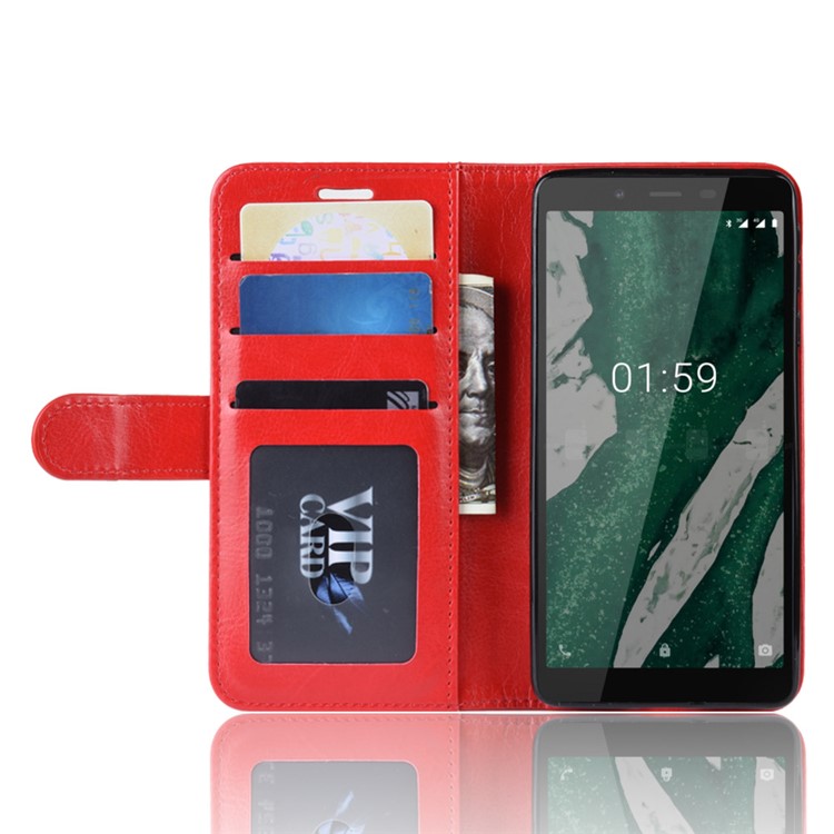 Crazy Horse PU Leather Stand Wallet Flip Case for Nokia 1 Plus - Red-6