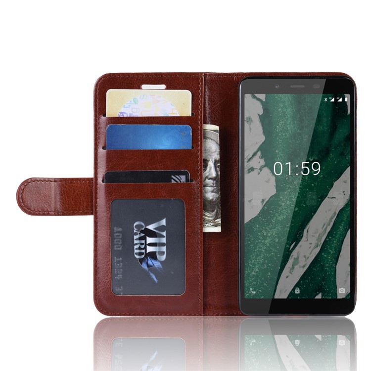 Crazy Horse PU Leather Stand Wallet Flip Case for Nokia 1 Plus - Brown-6