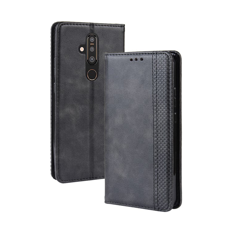 Auto-absorbed Vintage Style PU Leather Wallet Case for Nokia X71 / 8.1 Plus - Black-2