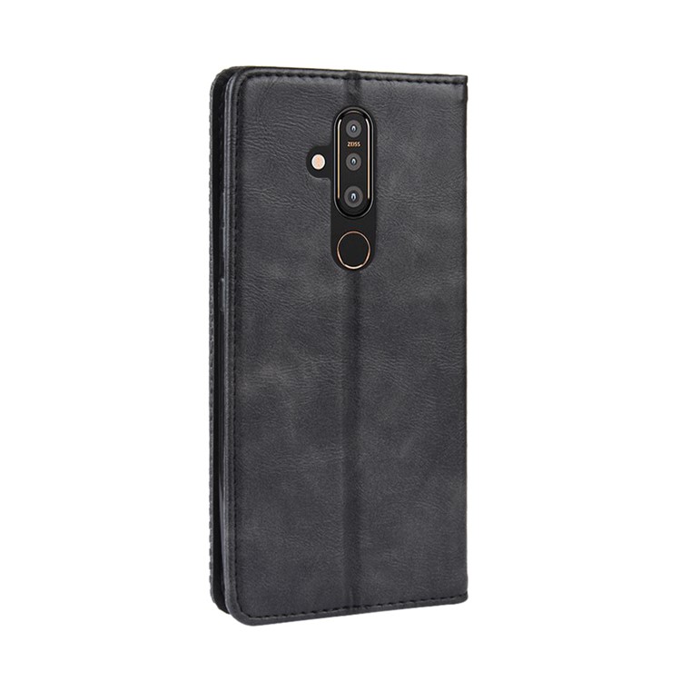 Auto-absorbed Vintage Style PU Leather Wallet Case for Nokia X71 / 8.1 Plus - Black-7