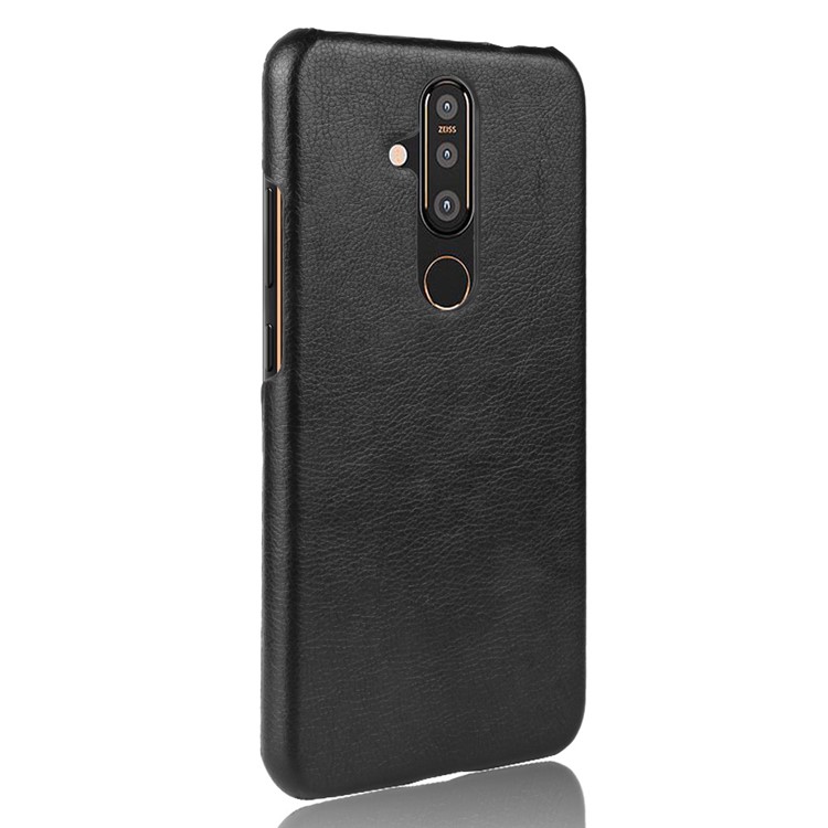 Litchi Texture PU Leather Coated PC Case for Nokia X71 - Black-3