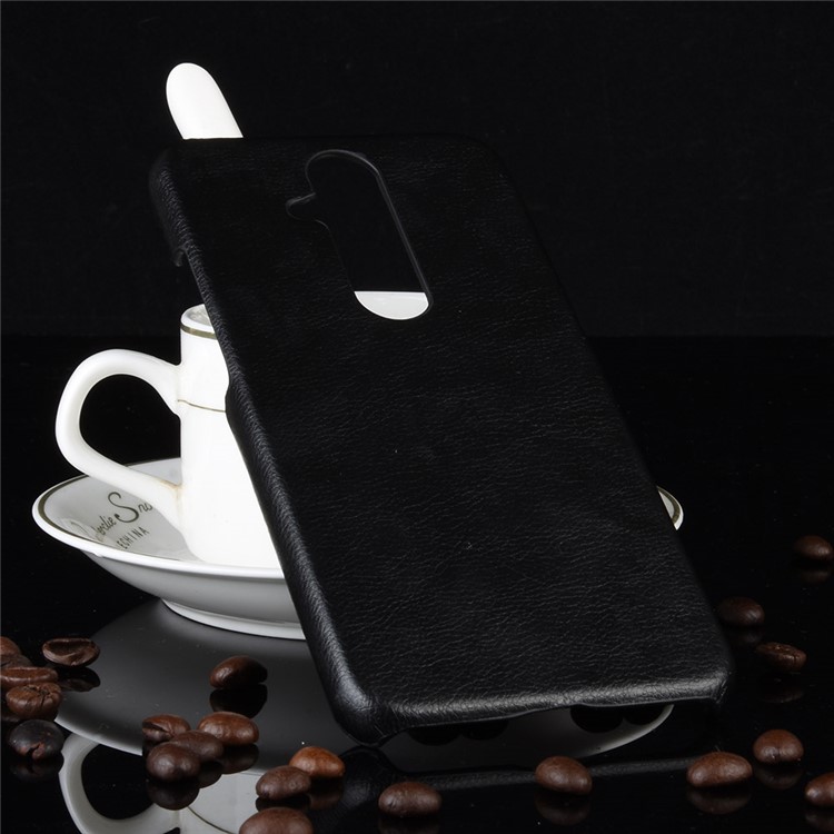 Litchi Texture PU Leather Coated PC Case for Nokia X71 - Black-5