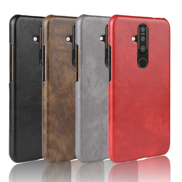 Litchi Texture PU Leather Coated PC Case for Nokia X71 - Black-6