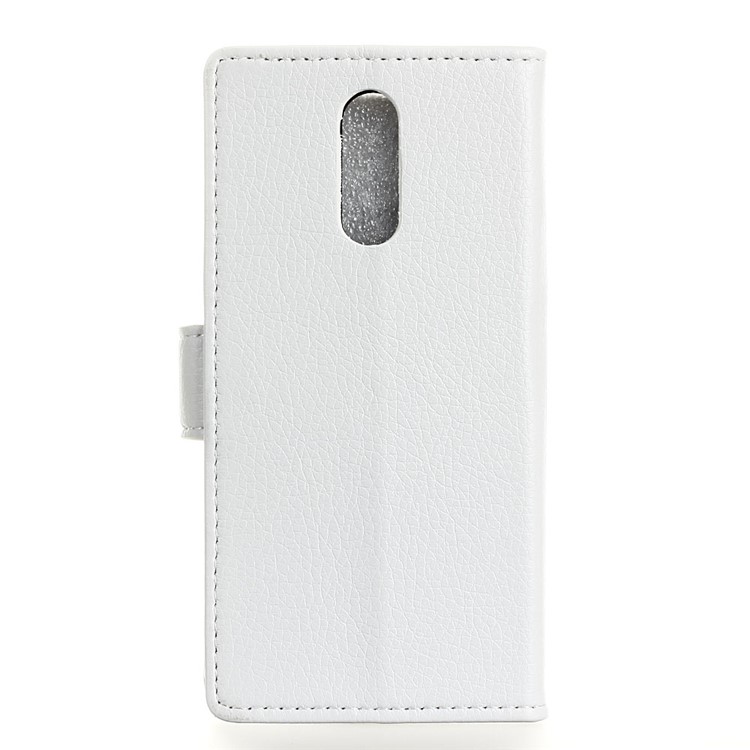 Litchi Grain Leather Cover with Wallet Stand for Nokia 3.2 - White-2