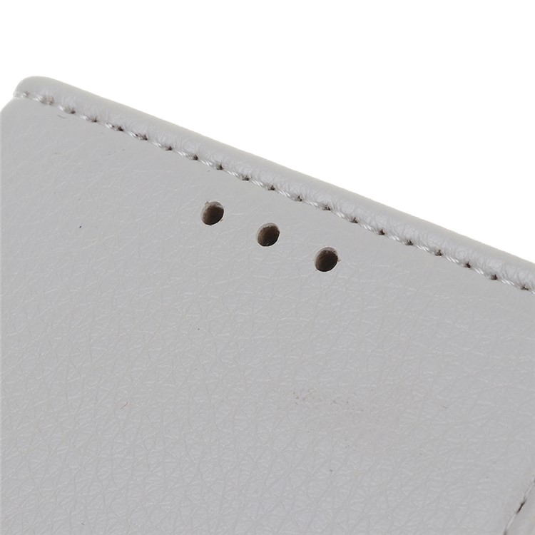 Litchi Grain Leather Cover with Wallet Stand for Nokia 3.2 - White-5