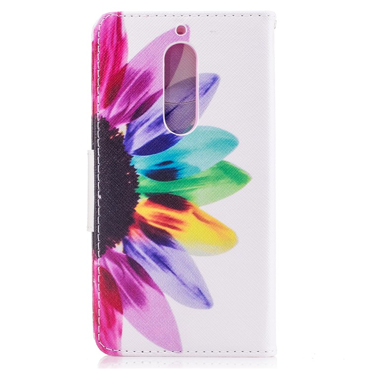 Pattern Printing Leather Wallet Case Cover para Nokia 5 - colorido pétalas-3