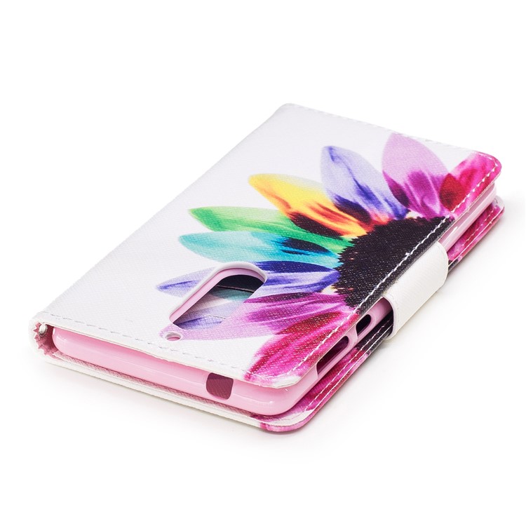 Pattern Printing Leather Wallet Case Cover para Nokia 5 - colorido pétalas-7