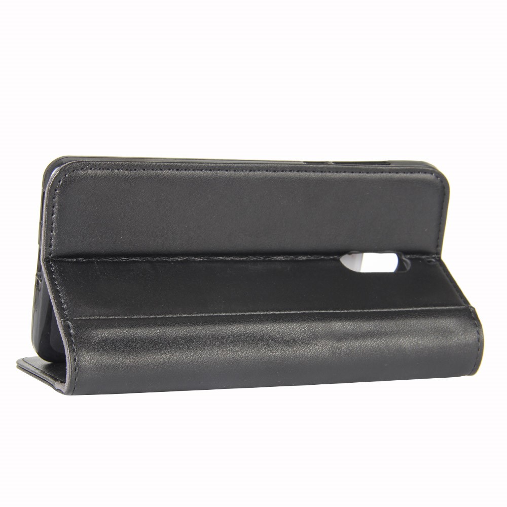 Genuine Split Leather Wallet Phone Case with Stand for Nokia 6 - Black-6