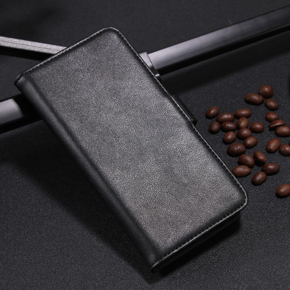 Genuine Split Leather Wallet Phone Case with Stand for Nokia 6 - Black-9