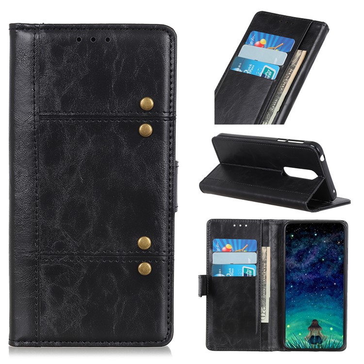 Rivet Decorated PU Leather Stand Wallet Mobile Cover for Nokia 3.2 - Black-1