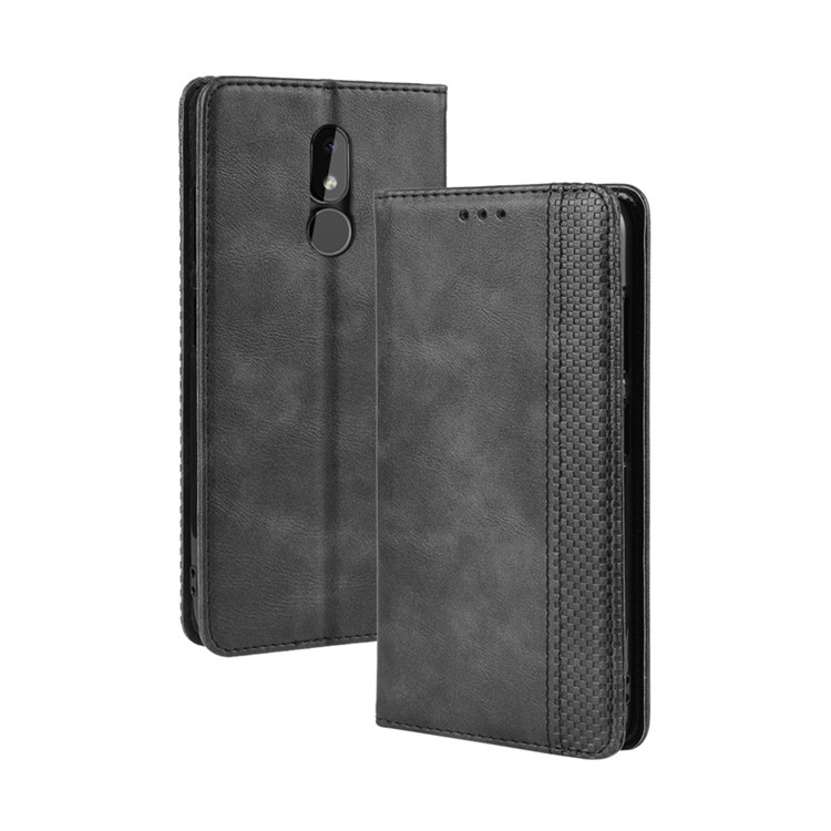 Auto-absorbed Vintage Leather Wallet Stand Shell for Nokia 3.2 - Black-2