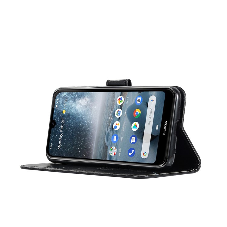 Imprint Dream Catcher Owl Leather Wallet Stand Cover for Nokia 4.2 - Black-6