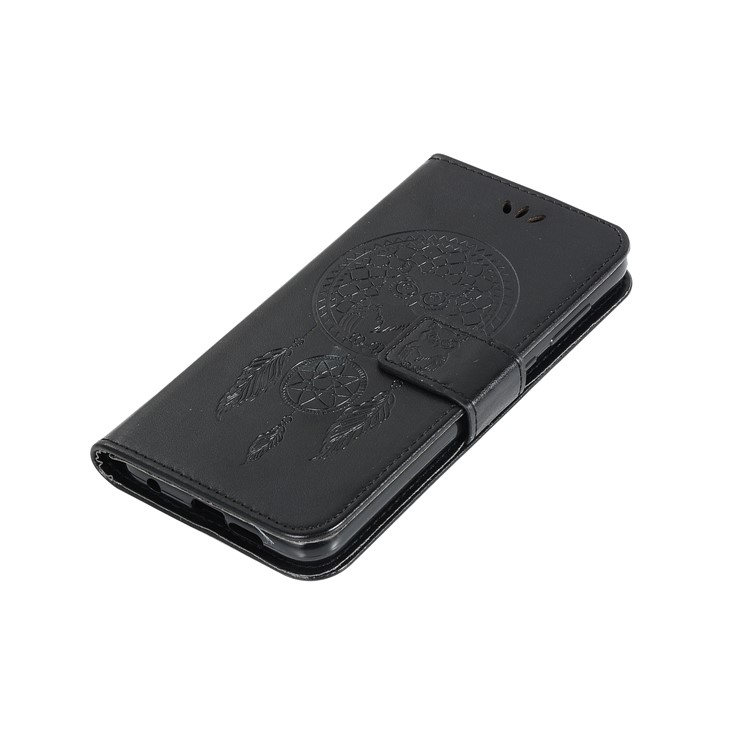 Imprint Dream Catcher Owl Leather Wallet Stand Cover for Nokia 4.2 - Black-7
