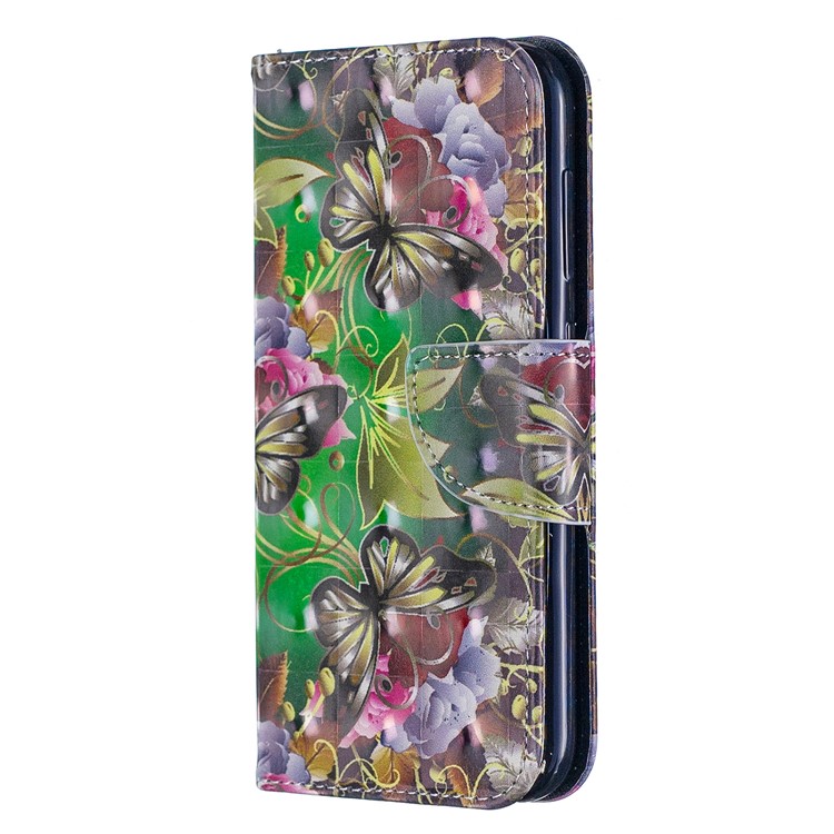 Pattern Printing Stand Wallet Leather Cell Phone Case for Nokia 4.2 - Butterfly and Flower-2