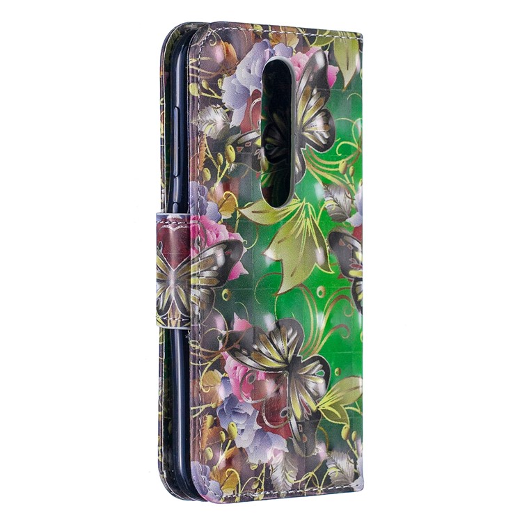 Pattern Printing Stand Wallet Leather Cell Phone Case for Nokia 4.2 - Butterfly and Flower-3