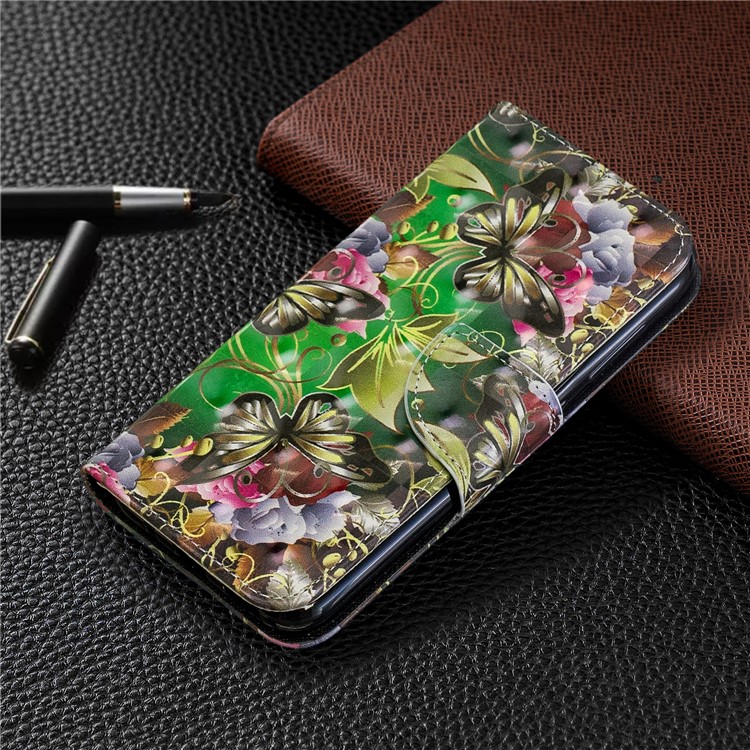 Pattern Printing Stand Wallet Leather Cell Phone Case for Nokia 4.2 - Butterfly and Flower-7