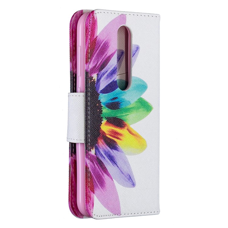 Padrão De Impressão PU Carteira De Couro Suporte Tampa Flip Para Nokia 4.2 - Padrão De Pétalas-3
