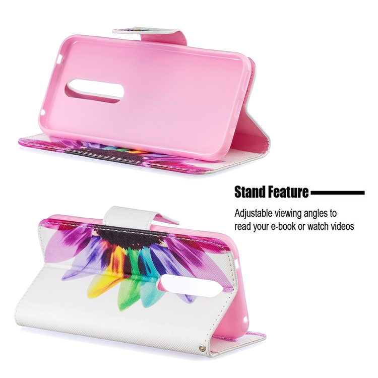 Padrão De Impressão PU Carteira De Couro Suporte Tampa Flip Para Nokia 4.2 - Padrão De Pétalas-5