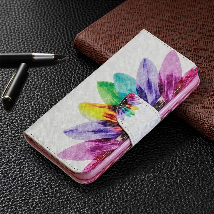 Padrão De Impressão PU Carteira De Couro Suporte Tampa Flip Para Nokia 4.2 - Padrão De Pétalas-7