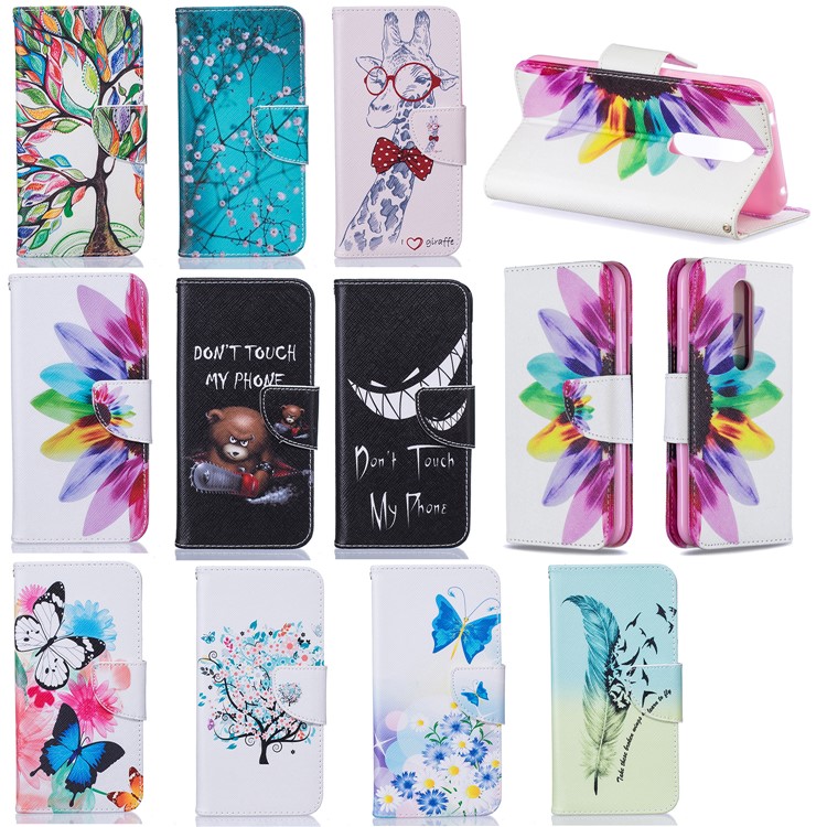 Padrão De Impressão PU Carteira De Couro Suporte Tampa Flip Para Nokia 4.2 - Padrão De Pétalas-9
