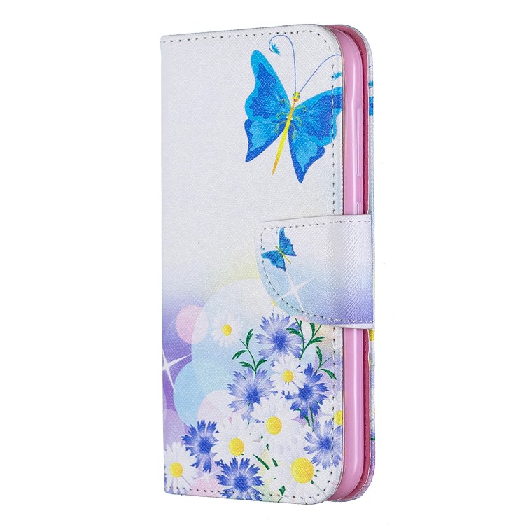 Pattern Printing PU Leather Wallet Stand Flip Cover for Nokia 4.2 - Blue Butterflies-2