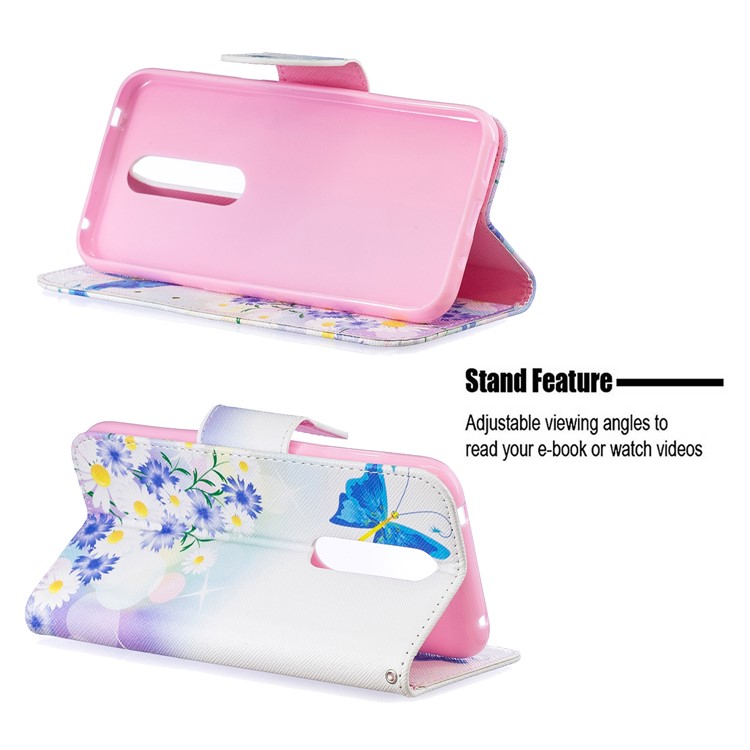 Pattern Printing PU Leather Wallet Stand Flip Cover for Nokia 4.2 - Blue Butterflies-5