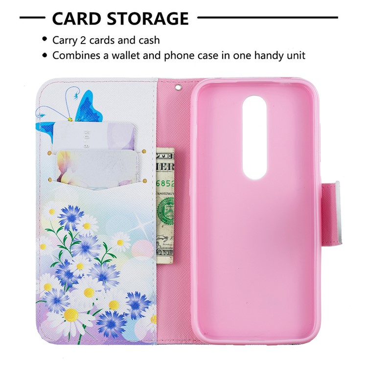 Pattern Printing PU Leather Wallet Stand Flip Cover for Nokia 4.2 - Blue Butterflies-6