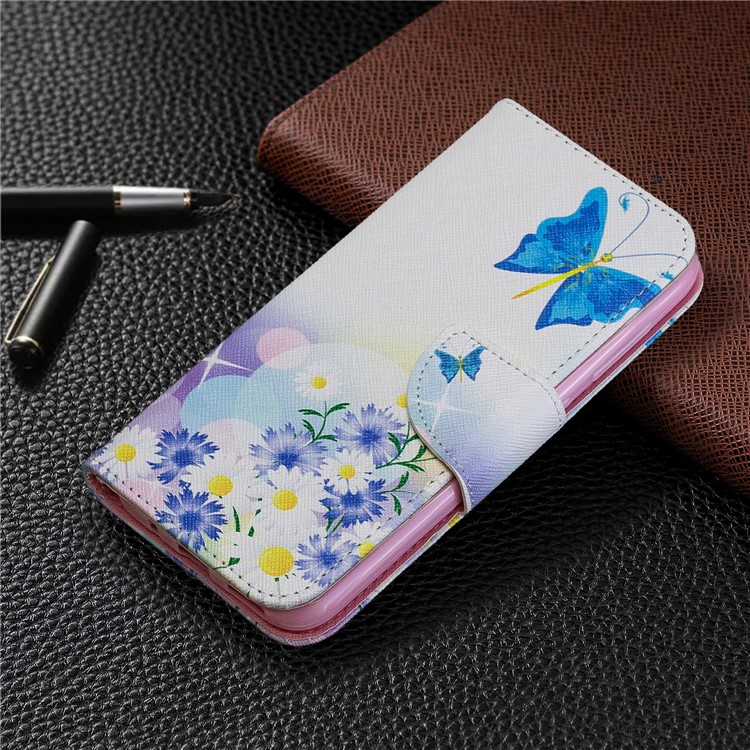 Pattern Printing PU Leather Wallet Stand Flip Cover for Nokia 4.2 - Blue Butterflies-7