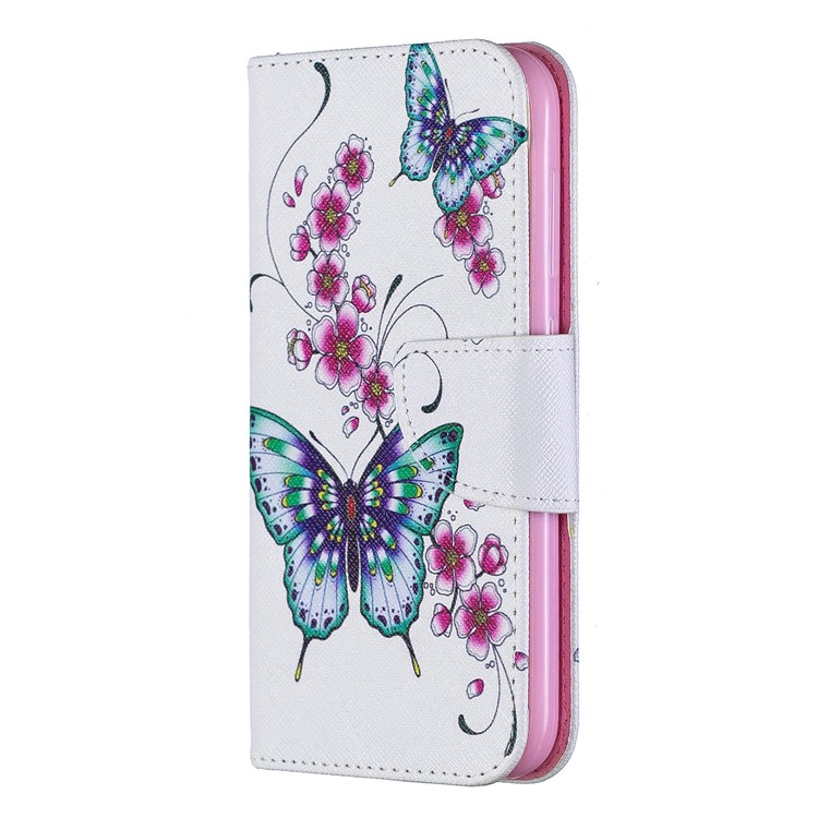 For Nokia 4.2 Pattern Printing Leather Stand Wallet Case - Roses and Butterfly and Flower-2