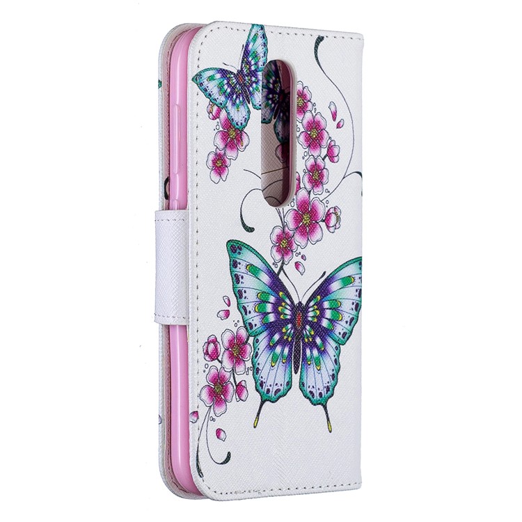 For Nokia 4.2 Pattern Printing Leather Stand Wallet Case - Roses and Butterfly and Flower-3